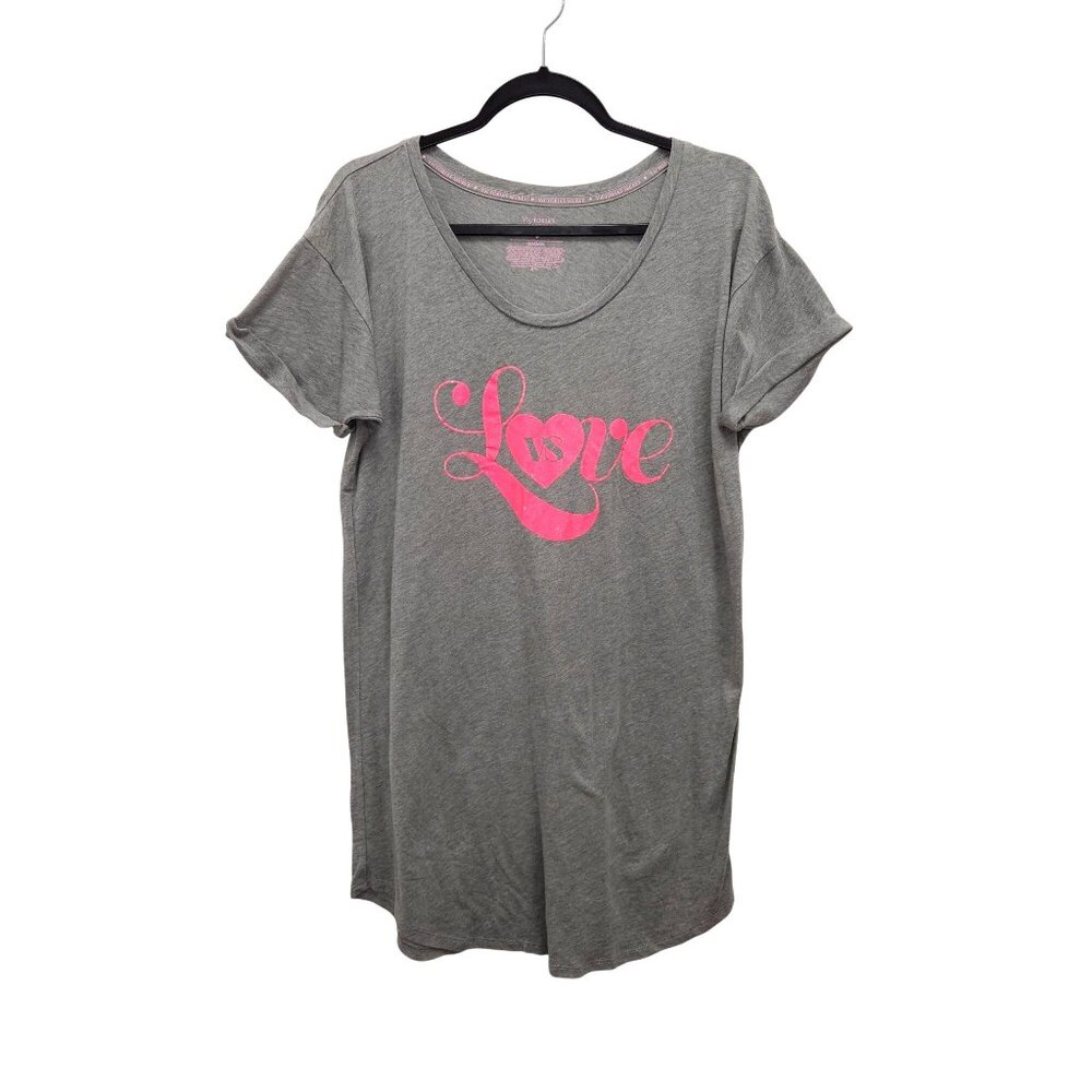 Victorias Secret Womens Grey Love T-Shirt M Night Gown  4191